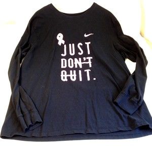 Nike Just Don't Quit Long Sleeve Shirt Black T Shirt Adult XL Cancer Awareness
